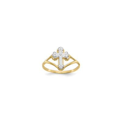Two-Tone Budded Cross Ring (14K) main - Lucky Diamond - New York