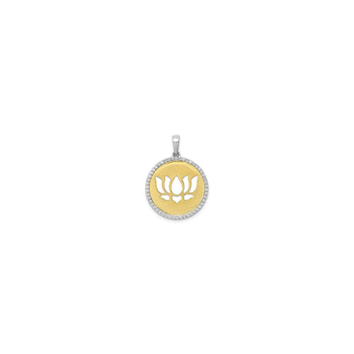 Two-Tone Diamond Lotus Flower Medallion Pendant (14K) front - Lucky Diamond - New York