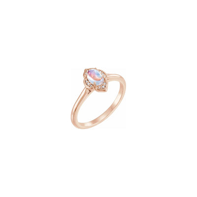 Diamond & Moonstone Oval Cabochon Clover Ring rose (14K) main - Lucky Diamond - New York