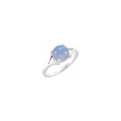 Blue Chalcedony Round Cabochon Ring (14K) main - Lucky Diamond - New York