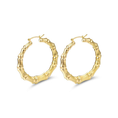 Bamboo Hoops Earrings (14K) main - Lucky Diamond - New York