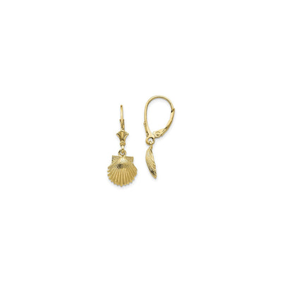 Scallop Shell Dangling Earrings yellow (14K) main - Lucky Diamond - New York