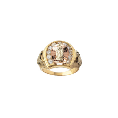 Zirconia Eagle & Virgin Mary Ring (14K) Lucky Diamond New York