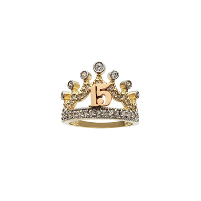 15 Years Birthday Crown Ring (14K) Lucky Diamond New York