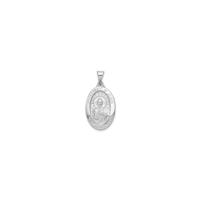 White Gold Sacred Heart of Jesus Oval Framed Medal (14K) front - Lucky Diamond - New York