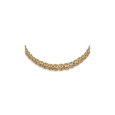 10 mm Graduated Flat Byzantine Necklace (14K) front -  Lucky Diamond - New York