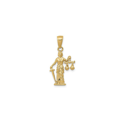 3-D Lady of Justice with Moveable Scales Pendant (14K) front - Lucky Diamond - New York
