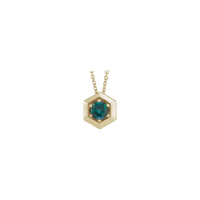 Alexandrite Solitaire Hexagon Necklace (14K) front - Lucky Diamond - New York
