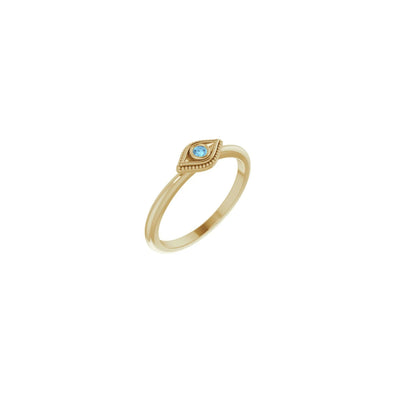 Aquamarine Evil Eye Stackable Ring (14K) main - Lucky Diamond - New York
