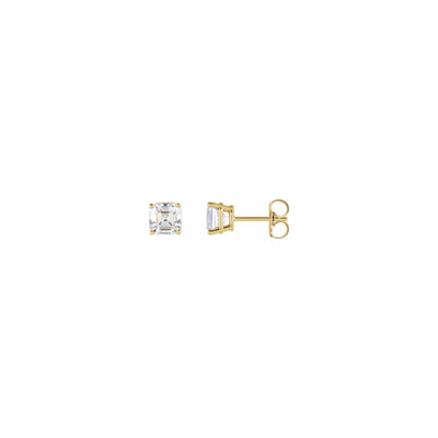Asscher Cut Diamond Solitaire (1/5 CTW) Friction Back Stud Earrings yellow (14K) main - Lucky Diamond - New York
