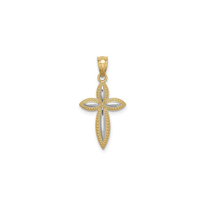 Bead-Framed Marquise Cross Pendant (14K) front - Lucky Diamond - New York