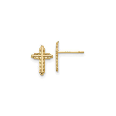 Beaded Cross Stud Earrings (14K) main - Lucky Diamond - New York