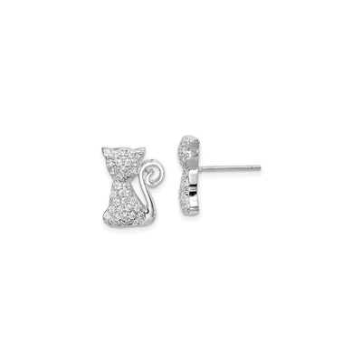 Bejeweled Sitting Cat CZ Stud Earrings (Silver) main - Lucky Diamond - New York