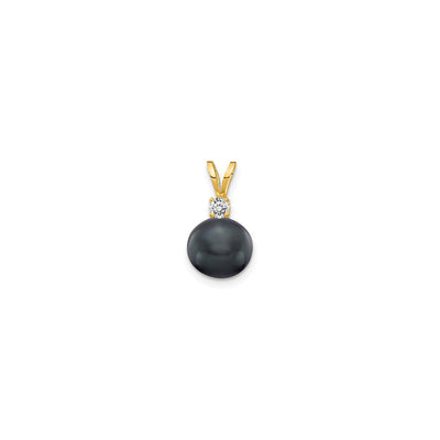 Black Freshwater Cultured Pearl Diamond Pendant (14K) main - Lucky Diamond - New York