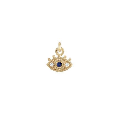 Blue Sapphire and Diamond Evil Eye Pendant (14K) front - Lucky Diamond - New York