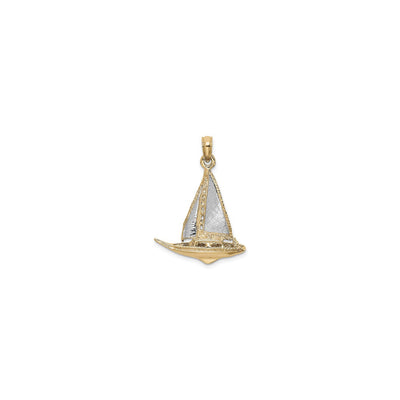 Brushed Finish Sailboat Pendant (14K) front - Lucky Diamond - New York