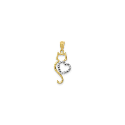 Cat and Heart Silhouette Pendant (14K) front - Lucky Diamond - New York