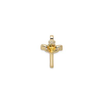 Citrine Claddagh Cross Pendant (14K) front - Lucky Diamond - New York