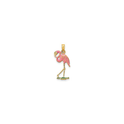 Colorful Flamingo 3D Pendant (14K) front - Lucky Diamond - New York