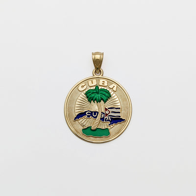 Cuba Enamel Medallion Pendant (14K) front - Lucky Diamond - New York