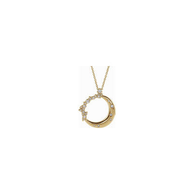 Diamond Crescent Moon Necklace (14K) front - Lucky Diamond - New York