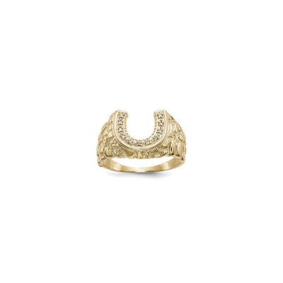 Diamond Encrusted Horseshoe Nugget Ring (14K) main - Lucky Diamond - New York