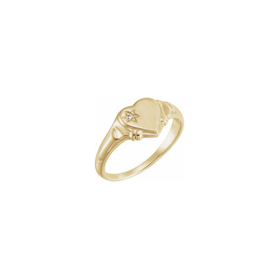 Diamond Incrusted Heart Signet Ring (14K) main - Lucky Diamond - New York