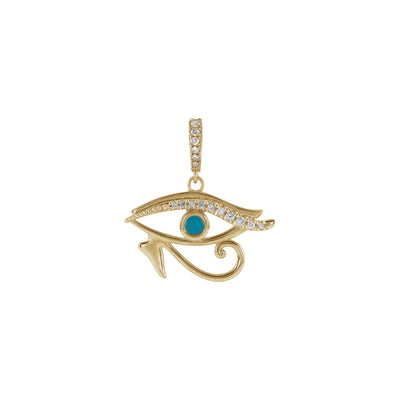 Diamond and Turquoise Eye of Horus Pendant (14K) front - Lucky Diamond - New York