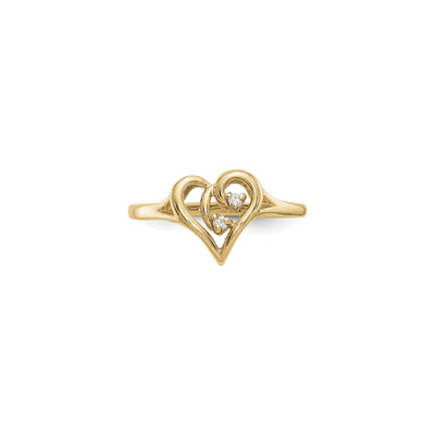 Doble Diamond Heart Outline Ring (14K) front - Lucky Diamond - New York