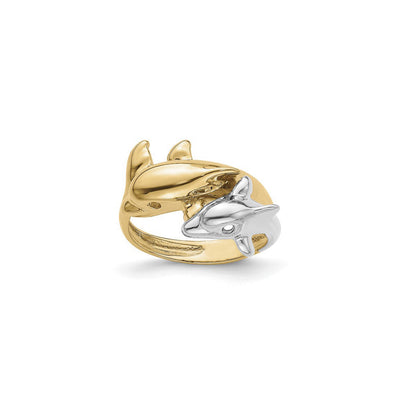Dolphin Mother and Baby Ring (14K) main - Lucky Diamond - New York