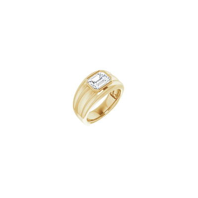 Emerald Cut Cubic Zirconia Bezel Ring yellow (14K) main - Lucky Diamond - New York