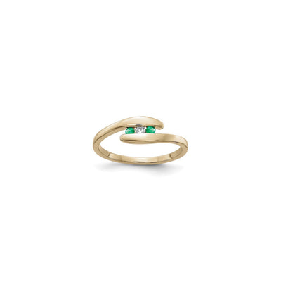 Emerald and Diamond 3-Stone Tension Ring (14K) main - Lucky Diamond - New York
