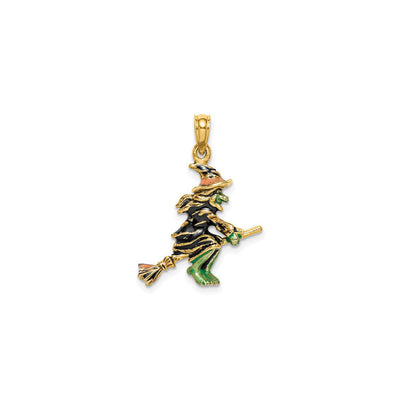 Enameled 3D Witch Flying on Broom Charm (14K) front - Lucky Diamond - New York