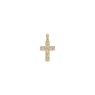 Evergreen Leaf Cross Pendant (14K) front - Lucky Diamond - New York