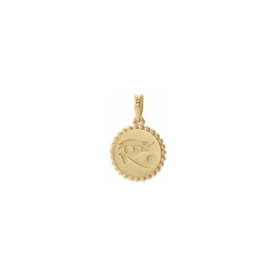 Eye of Horus Beaded Medal Pendant (14K) front - Lucky Diamond - New York