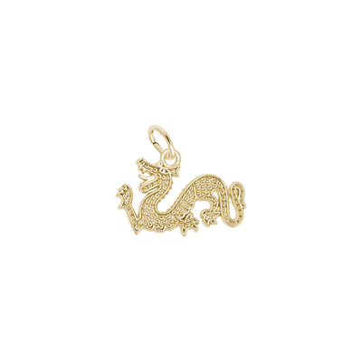 Flat Chinese Serpent Dragon Charm yellow (14K) main - Lucky Diamond - New York