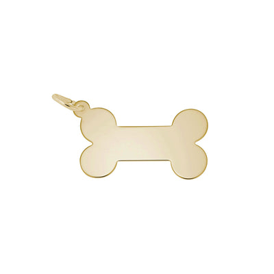 Flat Dog Bone Engravable Charm yellow (14K) main - Lucky Diamond - New York