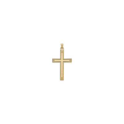 Flat Laser Etched Cross Pendant (14K) front - Lucky Diamond - New York