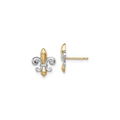 Fleur de Lis Two-Tone Gold Earrings (14K) main - Lucky Diamond - New York