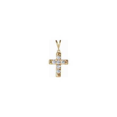 French-Set Diamond Cross Pendant (14K) front - Lucky Diamond - New York