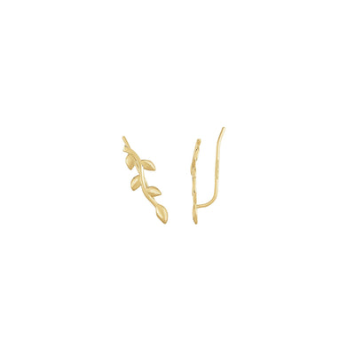 Golden Leafy Branch Ear Climbers (14K) main - Lucky Diamond - New York