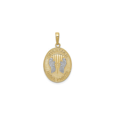 Guardian Angel Prayer Reversible Oval Medal (14K) front - Lucky Diamond - New York