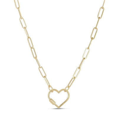 Heart Carabiner Paperclip Necklace (14K) front - Lucky Diamond - New York