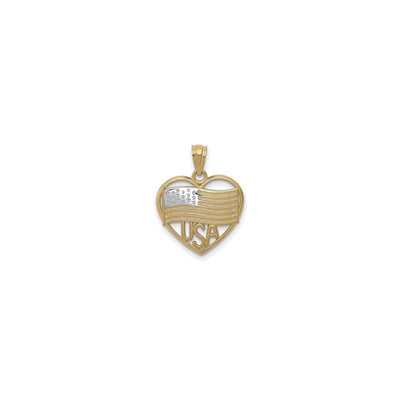 Heart Framed American Flag Pendant (14K) front - Lucky Diamond - New York