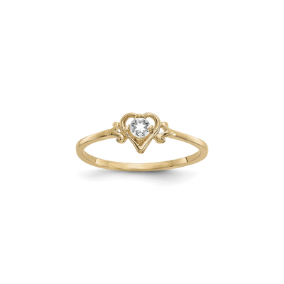 Heart Outlined April Birthstone White Topaz Ring (14K) main - Lucky Diamond - New York