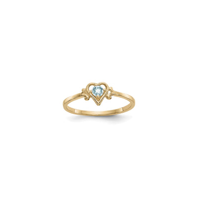 Heart Outlined Aquamarine Ring (14K) front - Lucky Diamond - New York
