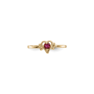 Heart Outlined July Birthstone Ruby Ring (14K) front - Lucky Diamond - New York