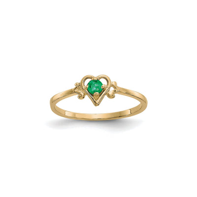 Heart Outlined May Birthstone Emerald Ring (14K) main  - Lucky Diamond - New York