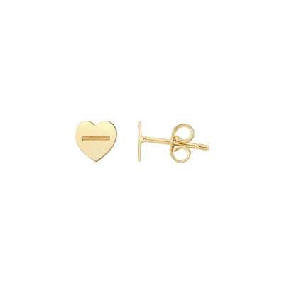 Heart Shaped Screw Friction Stud Earrings (14K) main  - Lucky Diamond - New York