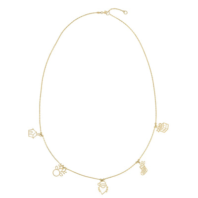 Holiday Cut-Out Charms Necklace (14K) front - Lucky Diamond - New York
